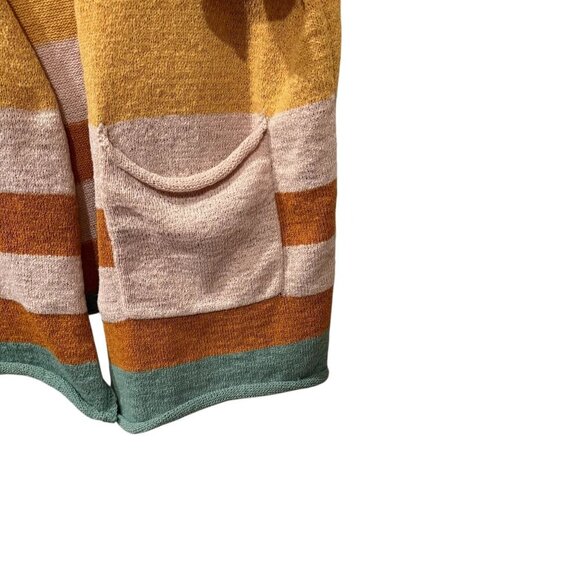 Heyson Womens Striped Open Front Cardigan With Pockets Size S Lightweight Knit M - Picture 2 of 3